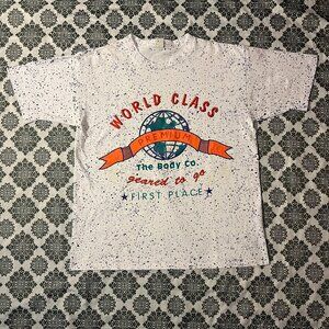 Vintage World Class Premium The Body Co. Spotted White Graphic T-shirt OSFA